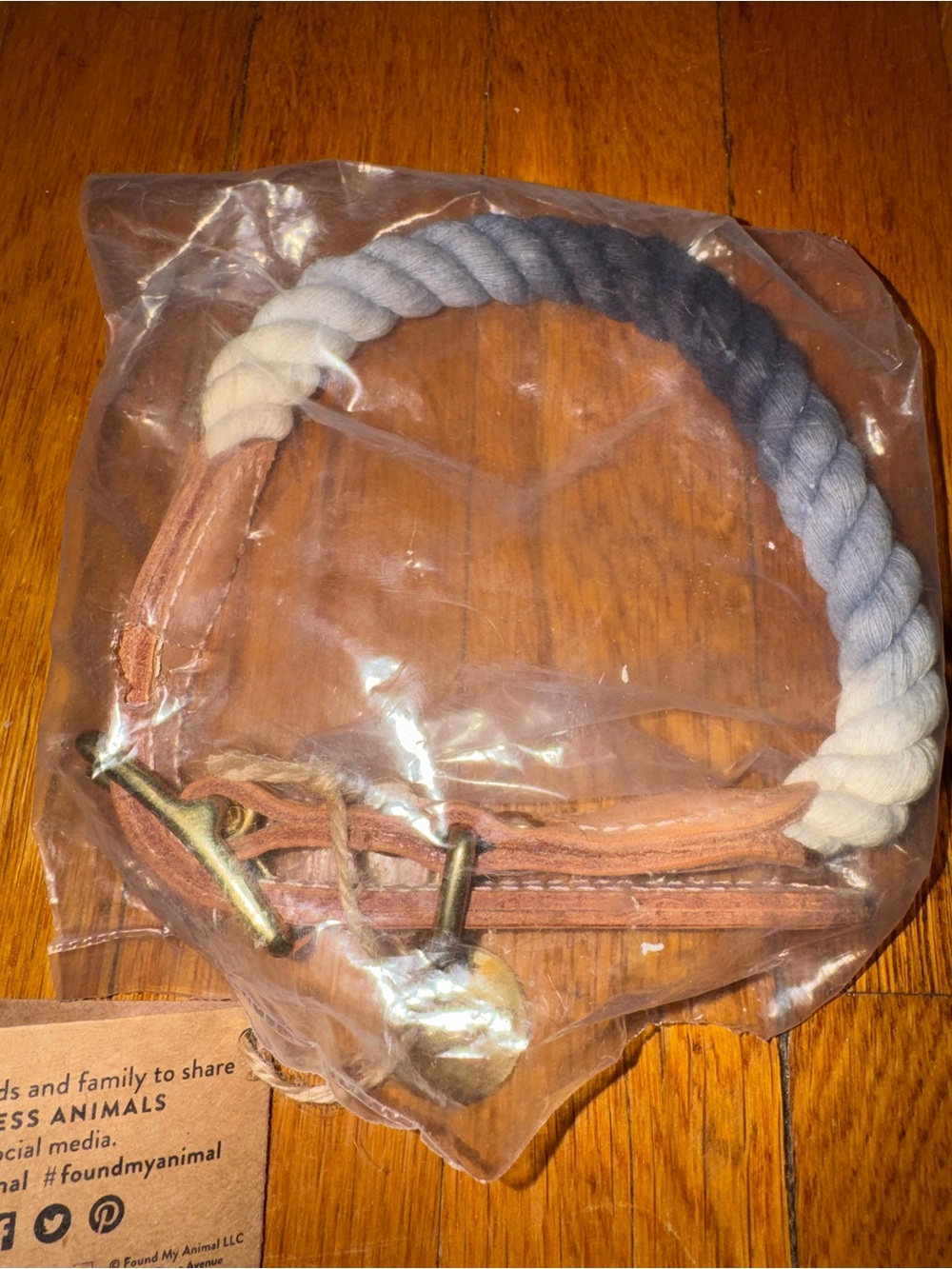 Found My Animal Handcrafted Ombre Cotton Rope and Leather Pet Accessory NWT